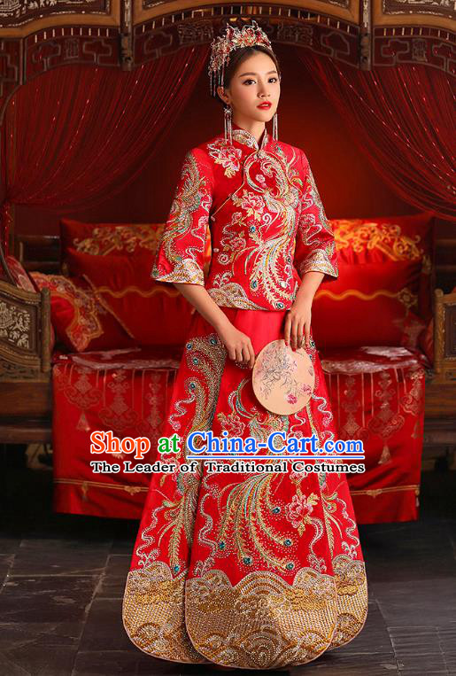 Traditional Chinese Wedding Costumes Traditional Xiuhe Suits Ancient Chinese bridal Full Dress