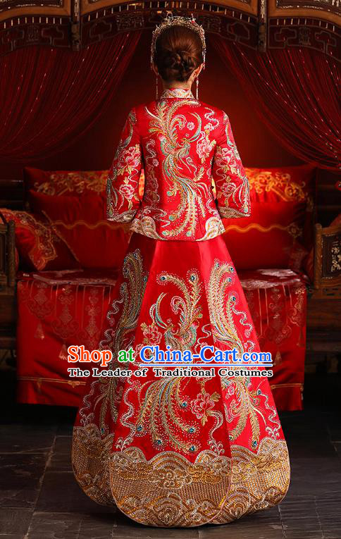 Traditional Chinese Wedding Costumes Traditional Xiuhe Suits Ancient Chinese bridal Full Dress