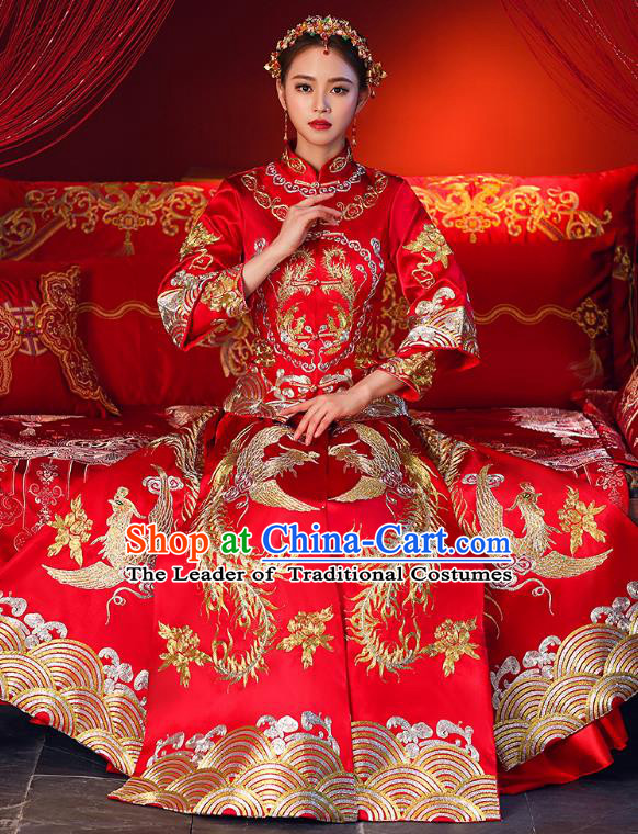 Traditional Chinese Wedding Costumes Traditional Xiuhe Suits Ancient Chinese bridal Full Dress