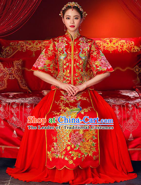 Traditional Chinese Wedding Costumes Traditional Xiuhe Suits Ancient Chinese bridal Full Dress