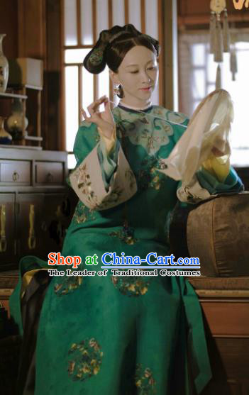 Chinese Ancient Drama Manchu Lady Costume Story of Yanxi Palace Qing Dynasty Imperial Consort Embroidered Clothing for Women