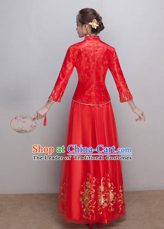 Traditional Chinese Wedding Costumes Traditional Xiuhe Suits Ancient Chinese bridal Full Dress