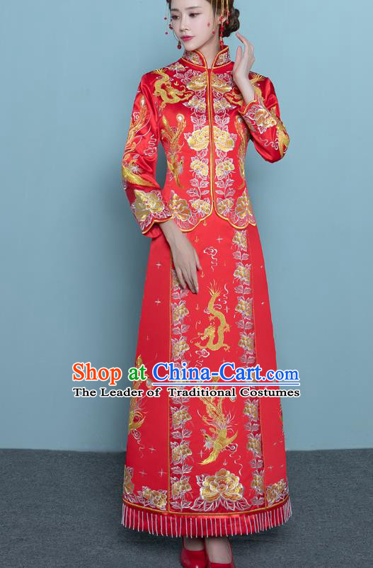 Traditional Chinese Wedding Costumes Traditional Xiuhe Suits Ancient Chinese bridal Full Dress