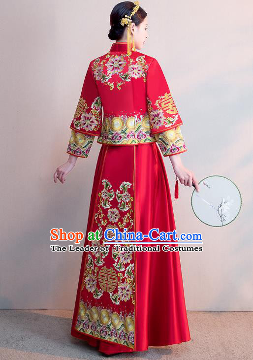 Traditional Chinese Wedding Costumes Traditional Xiuhe Suits Ancient Chinese bridal Full Dress