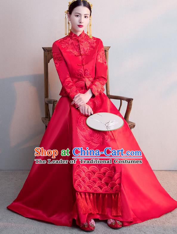 Traditional Chinese Wedding Costumes Traditional Xiuhe Suits Ancient Chinese bridal Full Dress