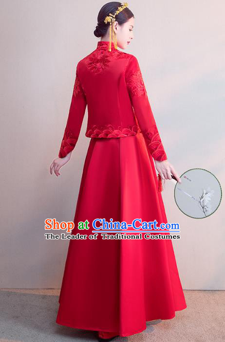 Traditional Chinese Wedding Costumes Traditional Xiuhe Suits Ancient Chinese bridal Full Dress