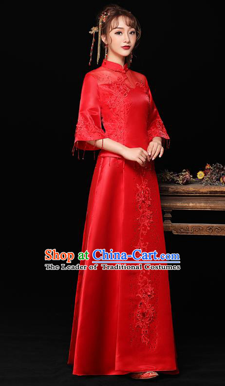 Traditional Chinese Wedding Costumes Traditional Xiuhe Suits Ancient Chinese bridal Full Dress
