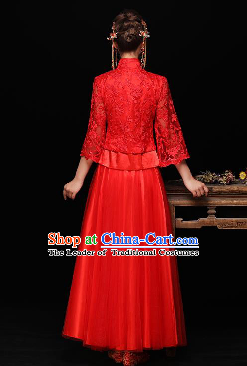 Traditional Chinese Wedding Costumes Traditional Xiuhe Suits Ancient Chinese bridal Full Dress