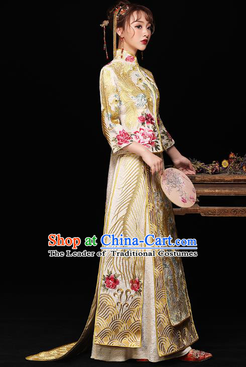 Traditional Chinese Wedding Costumes Traditional Xiuhe Suits Ancient Chinese bridal Full Dress