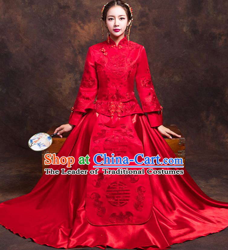 Traditional Chinese Wedding Costumes Traditional Xiuhe Suits Ancient Chinese bridal Full Dress