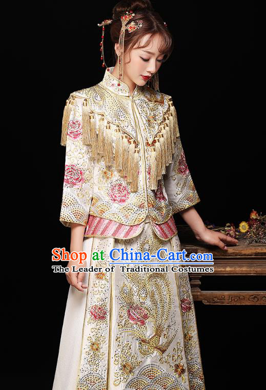 Traditional Chinese Wedding Costumes Traditional Xiuhe Suits Ancient Chinese bridal Full Dress