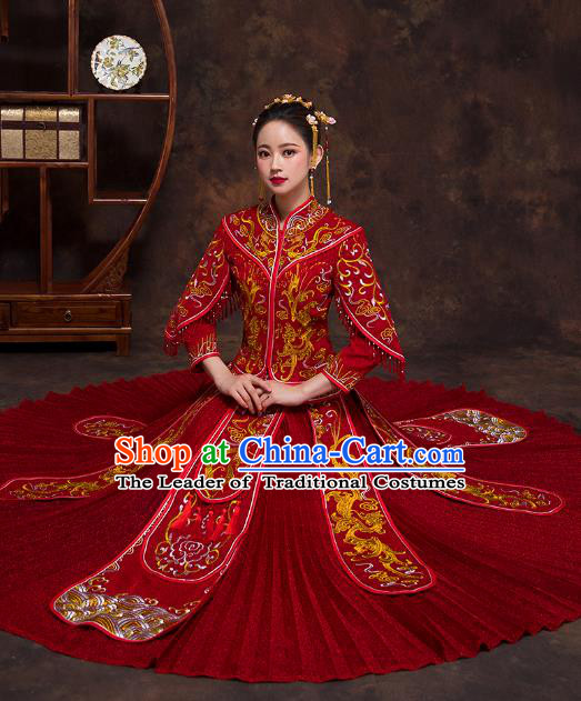 Traditional Chinese Wedding Costumes Traditional Xiuhe Suits Ancient Chinese bridal Full Dress