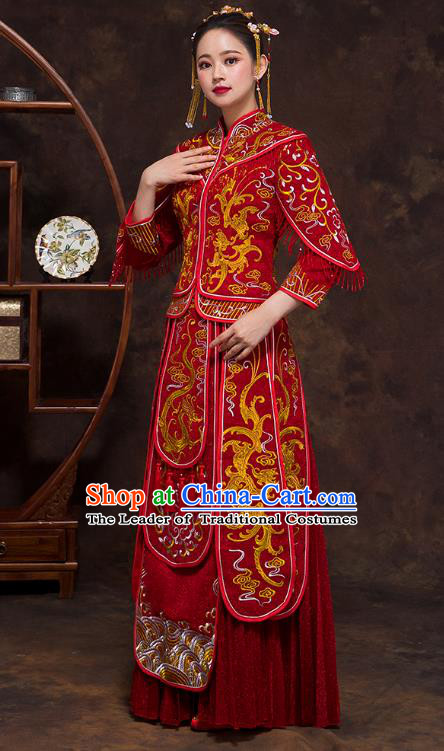 Traditional Chinese Wedding Costumes Traditional Xiuhe Suits Ancient Chinese bridal Full Dress