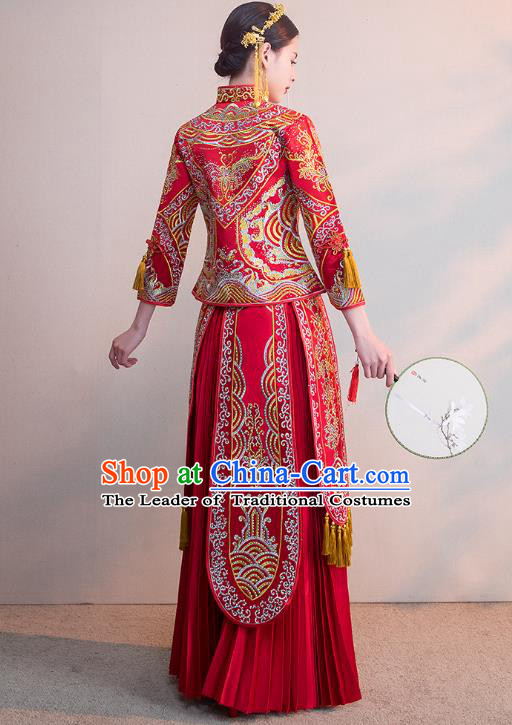 Traditional Chinese Wedding Costumes Traditional Xiuhe Suits Ancient Chinese bridal Full Dress