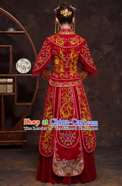 Traditional Chinese Wedding Costumes Traditional Xiuhe Suits Ancient Chinese bridal Full Dress