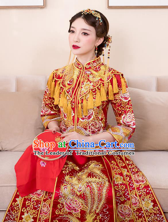 Traditional Chinese Wedding Costumes Traditional Xiuhe Suits Ancient Chinese bridal Full Dress