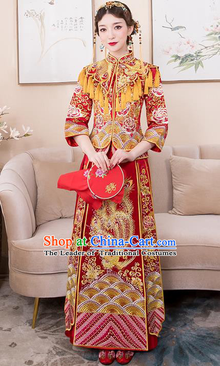 Traditional Chinese Wedding Costumes Traditional Xiuhe Suits Ancient Chinese bridal Full Dress