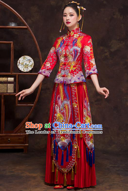 Traditional Chinese Wedding Costumes Traditional Xiuhe Suits Ancient Chinese bridal Full Dress