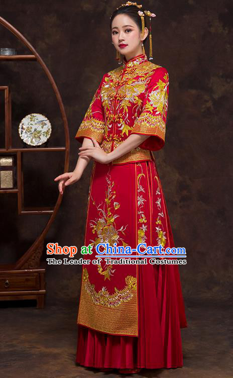 Traditional Chinese Wedding Costumes Traditional Xiuhe Suits Ancient Chinese bridal Full Dress