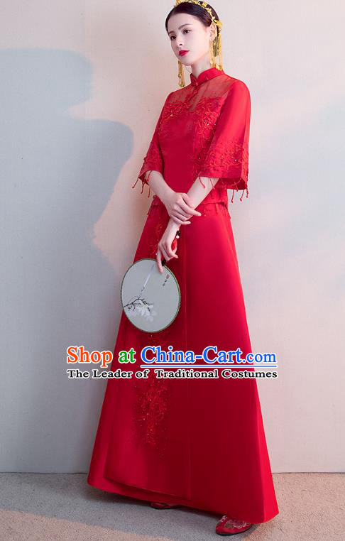 Traditional Chinese Wedding Costumes Traditional Xiuhe Suits Ancient Chinese bridal Full Dress