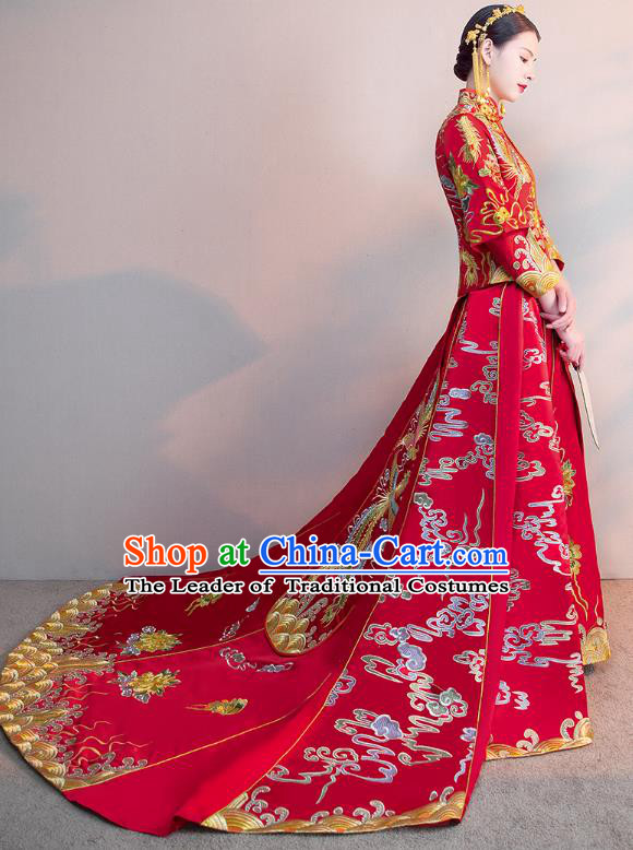 Traditional Chinese Wedding Costumes Traditional Xiuhe Suits Ancient Chinese bridal Full Dress