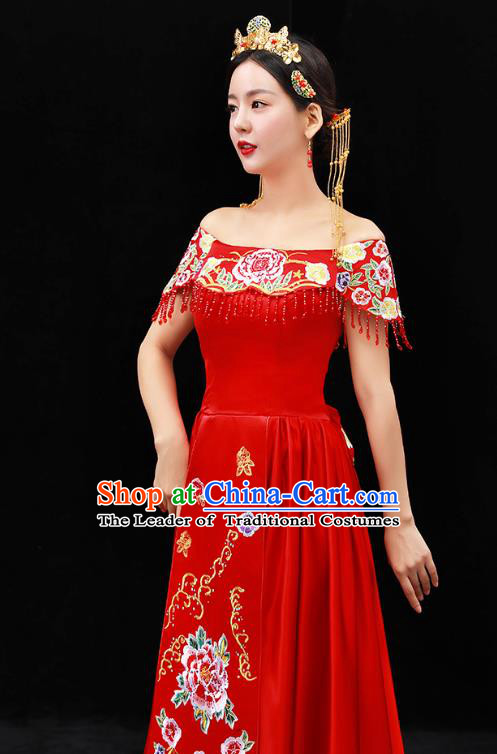 Traditional Chinese Wedding Costumes Traditional Xiuhe Suits Ancient Chinese bridal Full Dress