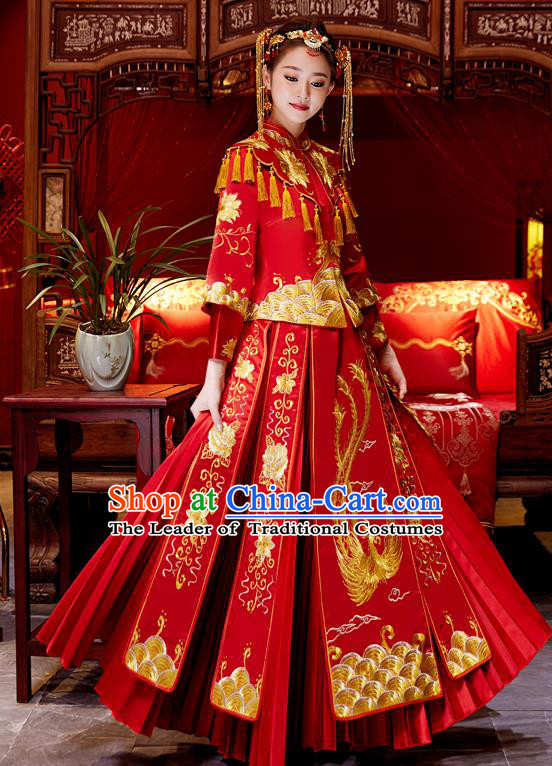 Traditional Chinese Wedding Costumes Traditional Xiuhe Suits Ancient Chinese bridal Full Dress