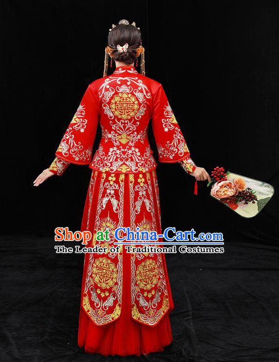 Traditional Chinese Wedding Costumes Traditional Xiuhe Suits Ancient Chinese bridal Full Dress