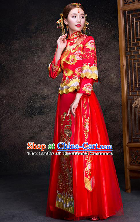 Traditional Chinese Wedding Costumes Traditional Xiuhe Suits Ancient Chinese bridal Full Dress