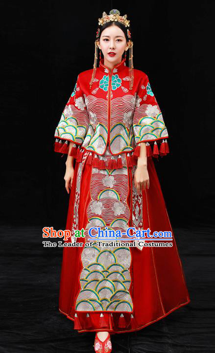 Traditional Chinese Wedding Costumes Traditional Xiuhe Suits Ancient Chinese bridal Full Dress