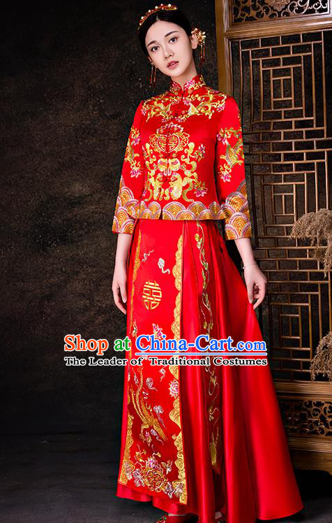 Traditional Chinese Wedding Costumes Traditional Xiuhe Suits Ancient Chinese bridal Full Dress