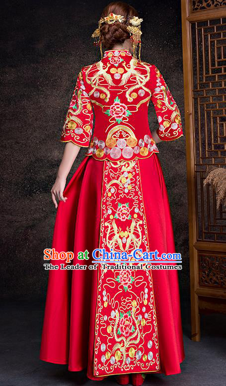 Traditional Chinese Wedding Costumes Traditional Xiuhe Suits Ancient Chinese bridal Full Dress