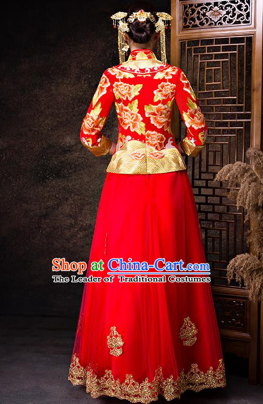 Traditional Chinese Wedding Costumes Traditional Xiuhe Suits Ancient Chinese bridal Full Dress