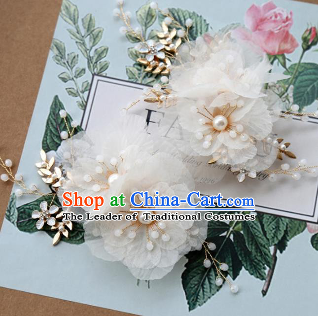 Top Grade Wedding Hair Accessories Bride Silk Flowers Hair Stick for Women