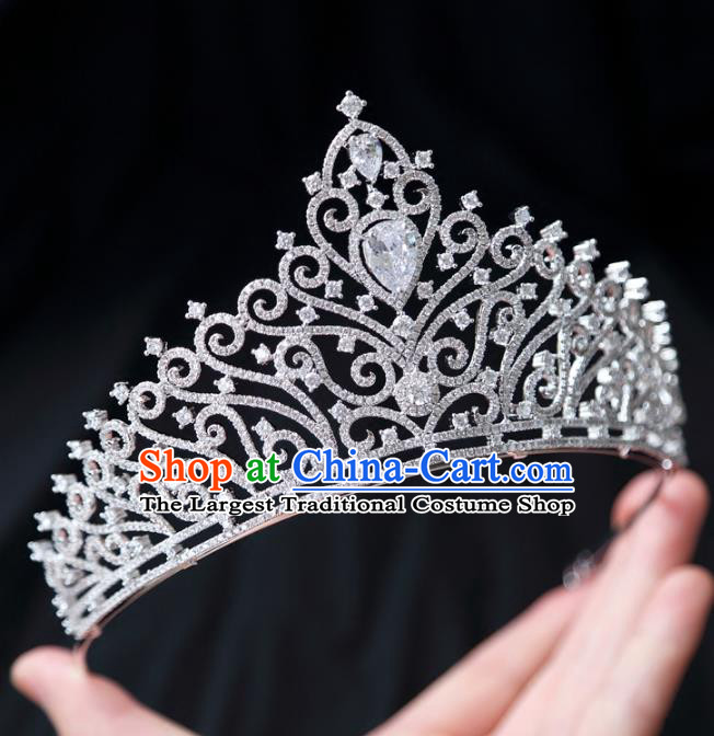 Top Grade Wedding Bride Hair Accessories Baroque Princess Zircon Royal Crown for Women
