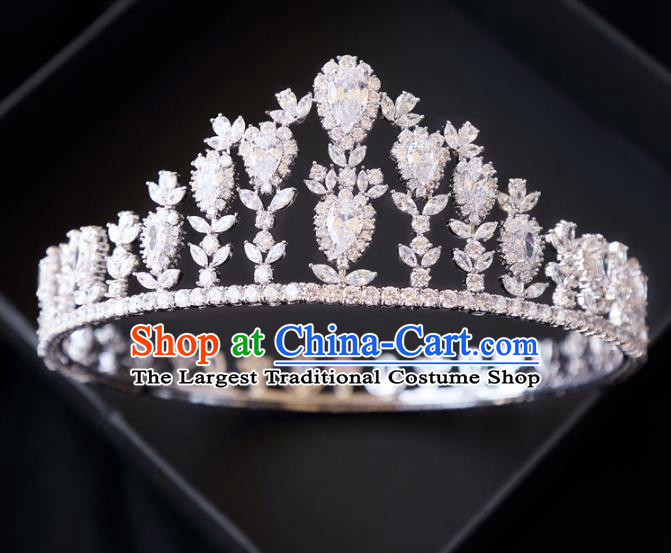 Top Grade Wedding Bride Hair Accessories Princess Zircon Hair Clasp Royal Crown for Women