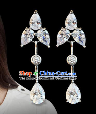 Top Grade Wedding Bride Jewelry Accessories Princess Crystal Earrings for Women