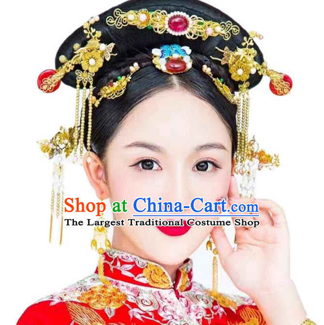 Top Grade Chinese Wedding Hair Accessories Ancient Bride Hairpins Complete Set for Women