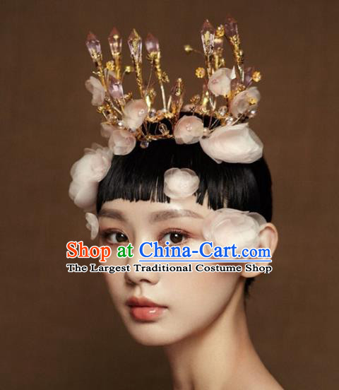 Top Grade Baroque Queen Crystal Round Royal Crown Wedding Bride Hair Accessories for Women