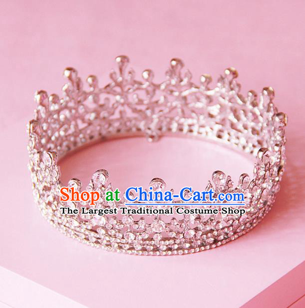 Top Grade Baroque Queen Round Royal Crown Wedding Bride Hair Accessories for Women
