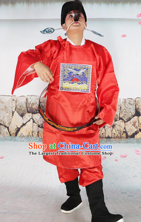Professional Chinese Beijing Opera Costumes Peking Opera Sesame Official Red Robe and Boots for Adults