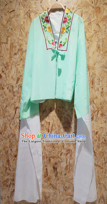 Professional Chinese Beijing Opera Costumes Ancient Peking Opera Actress Embroidered Water Sleeve Green Blouse for Adults