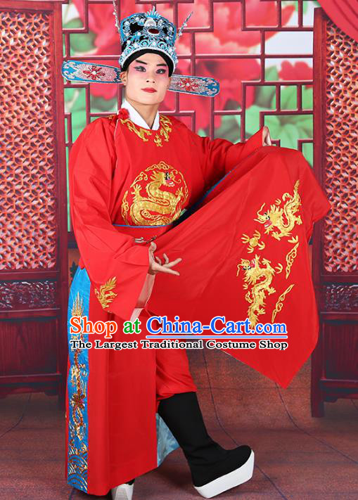 Professional Chinese Beijing Opera Costumes Peking Opera Niche Red Robe and Hat for Adults