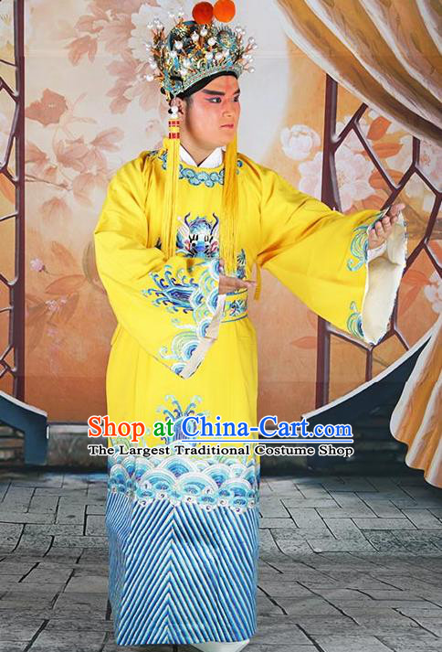 Traditional China Beijing Opera Costume Gifted Scholar Embroidered Robe and Hat Ancient Chinese Peking Opera Embroidery Clothing