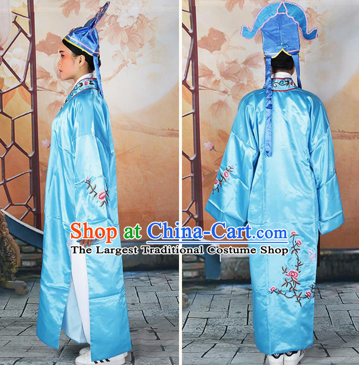 Traditional China Beijing Opera Costume Gifted Scholar Embroidered Robe and Hat Ancient Chinese Peking Opera Embroidery Clothing