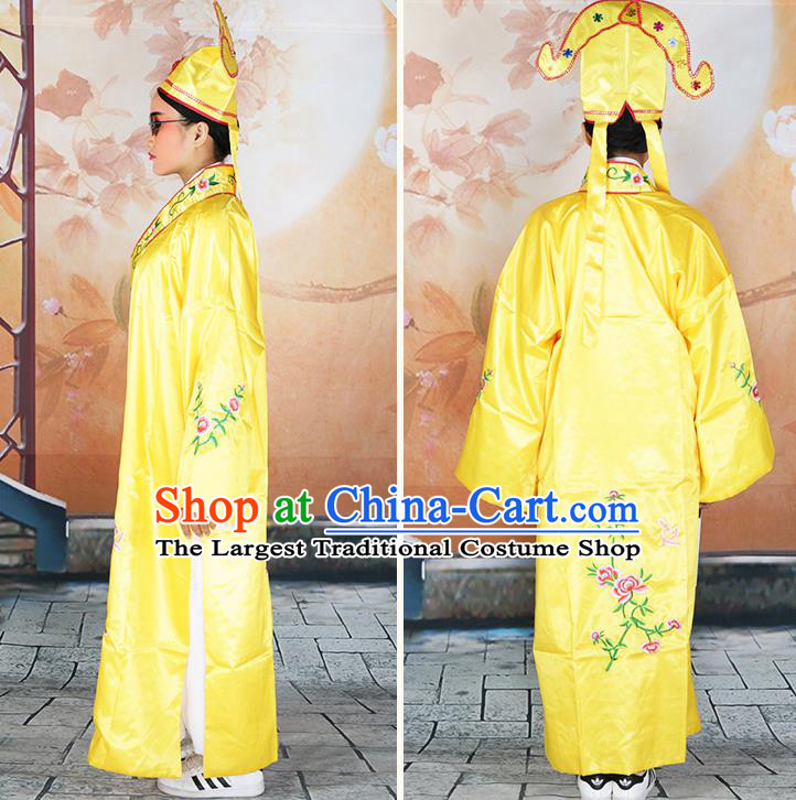 Traditional China Beijing Opera Costume Gifted Scholar Embroidered Robe and Hat Ancient Chinese Peking Opera Embroidery Clothing