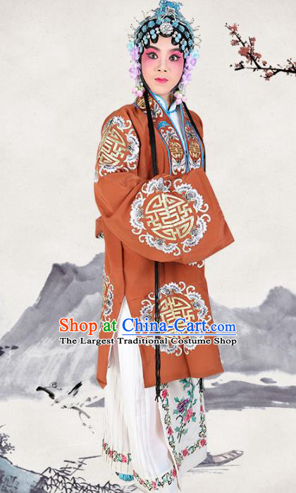 Professional Chinese Traditional Beijing Opera Pantaloon Embroidered Plum Blossom Orange Costumes for Adults