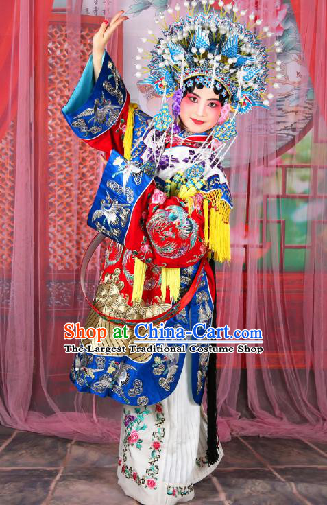 Professional Chinese Beijing Opera Imperial Consort Red Costumes and Phoenix Coronet for Adults