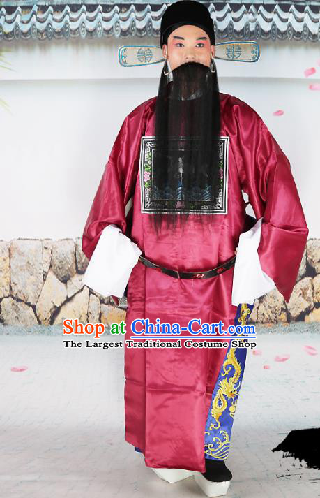 Professional Chinese Beijing Opera Costume Peking Opera Magistrate Red Gwanbok Robe and Hat for Adults