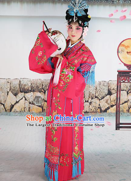 Professional Chinese Beijing Opera Diva Embroidered Costumes Palace Princess Rosy Dress for Adults